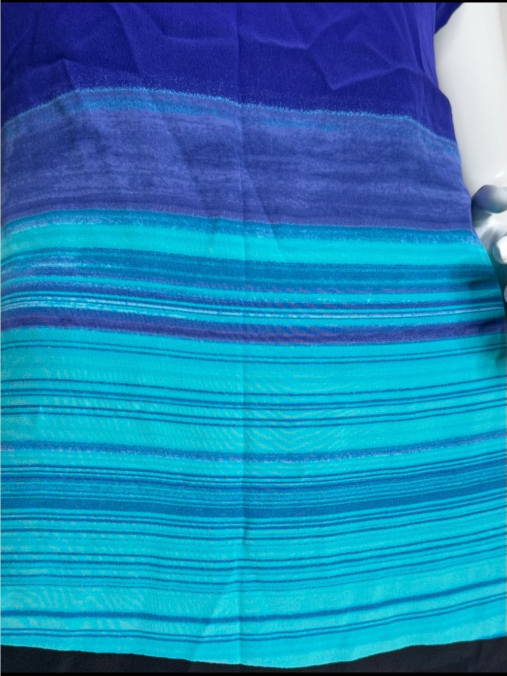 Trina Turk 100% Silk Shift Dress Blue Teal Abstract Print Lined Made USA Size 6 - Picture 9 of 11